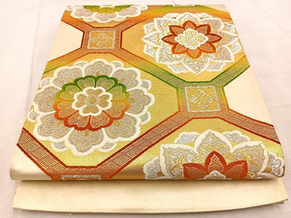 平和屋着物◎六通柄袋帯　唐織　蜀江花文　金銀糸　正絹　逸品　BAAV6510yc