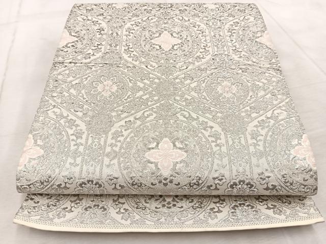 平和屋着物◎六通柄袋帯 唐織 蜀江花菱文 九百プラチナ二