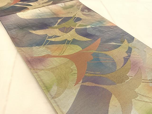 平和屋着物◎六通柄袋帯　群鶴　金銀糸　引箔　正絹　逸品　BAAV6521yc