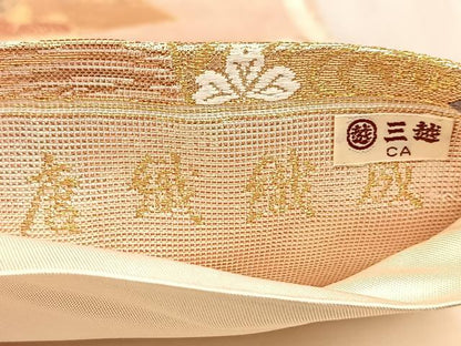 平和屋着物◎六通柄袋帯　唐織織成　色紙重ね花蝶文　金銀糸　三越扱い　正絹　逸品　BAAV6523yc