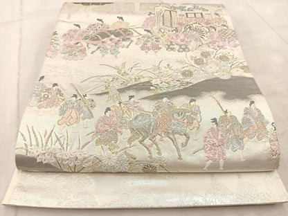 平和屋着物◎太鼓柄袋帯　唐織　葵祭図　プラチナ箔　正絹　逸品　BAAV6529yc