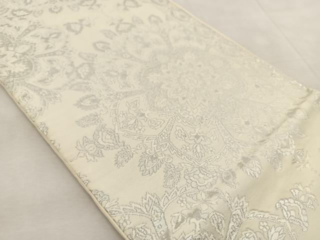 平和屋着物◎六通柄袋帯 更紗 銀糸 正絹 逸品 BAAV6536yc