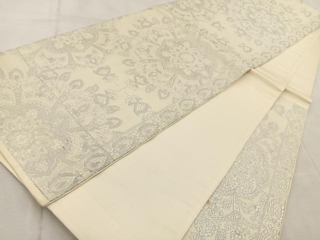 平和屋着物◎六通柄袋帯 更紗 銀糸 正絹 逸品 BAAV6536yc
