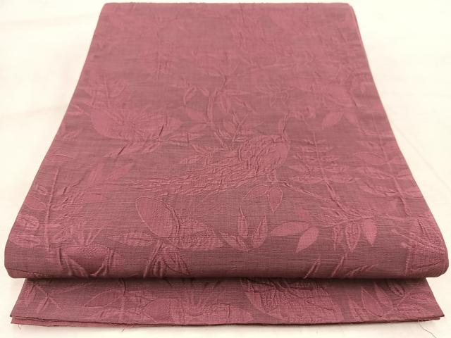 平和屋着物◎全通柄袋帯 ふくれ織 孔雀花文 正絹 逸品 BAAV6540yc