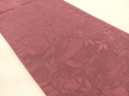 平和屋着物◎全通柄袋帯 ふくれ織 孔雀花文 正絹 逸品 BAAV6540yc