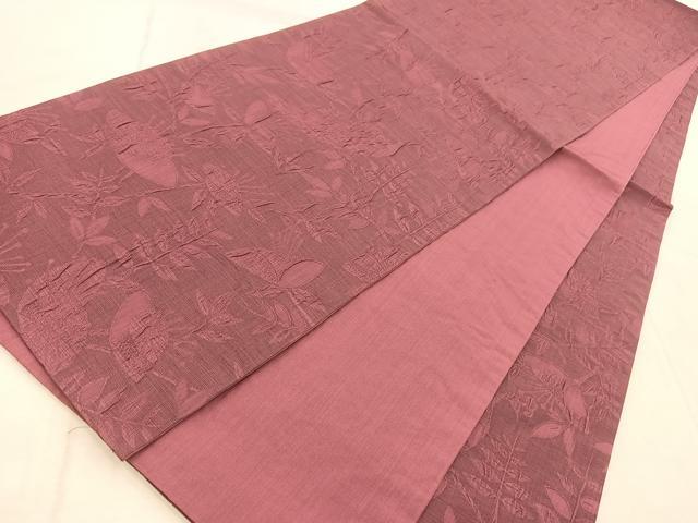 平和屋着物◎全通柄袋帯 ふくれ織 孔雀花文 正絹 逸品 BAAV6540yc
