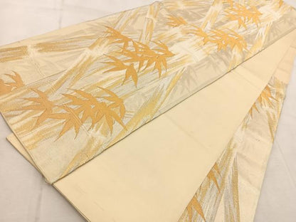 平和屋着物◎六通柄袋帯 竹林 金銀糸 正絹 逸品 BAAV6544yc