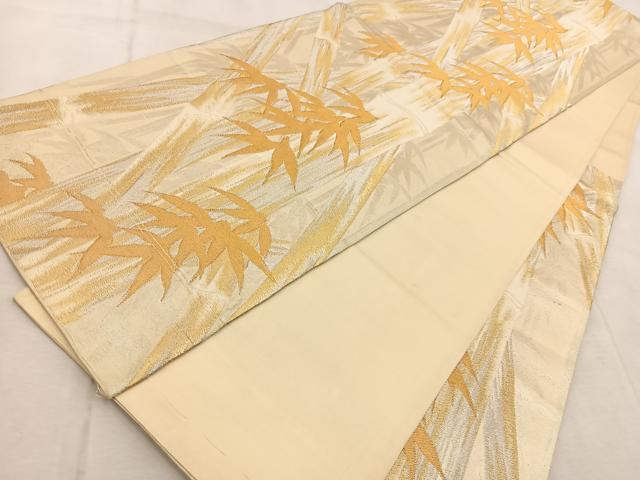 平和屋着物◎六通柄袋帯 竹林 金銀糸 正絹 逸品 BAAV6544yc
