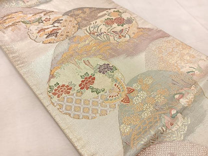 平和屋着物◎九百織佐賀錦 六通柄袋帯 作家物 華宝 金銀糸 正絹 逸品 BAAV6557yc