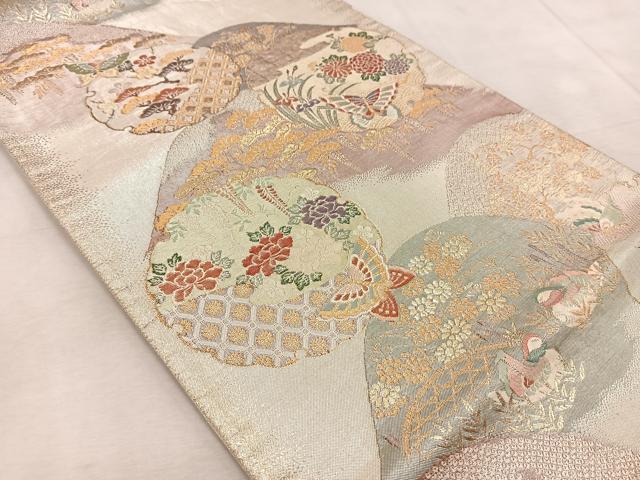 平和屋着物◎九百織佐賀錦 六通柄袋帯 作家物 華宝 金銀糸 正絹 逸品 BAAV6557yc