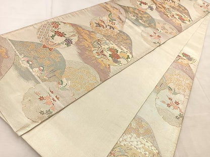 平和屋着物◎九百織佐賀錦 六通柄袋帯 作家物 華宝 金銀糸 正絹 逸品 BAAV6557yc