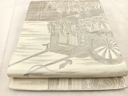 平和屋着物◎六通柄袋帯 葵祭 プラチナ引箔 正絹 逸品 BAAV6558yc