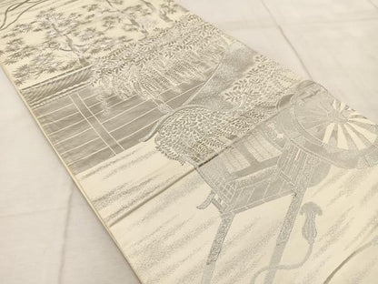 平和屋着物◎六通柄袋帯 葵祭 プラチナ引箔 正絹 逸品 BAAV6558yc
