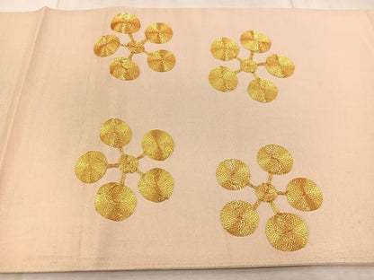平和屋着物◎太鼓柄袋帯 総駒刺繍 梅鉢 正絹 逸品 BAAV6559yc