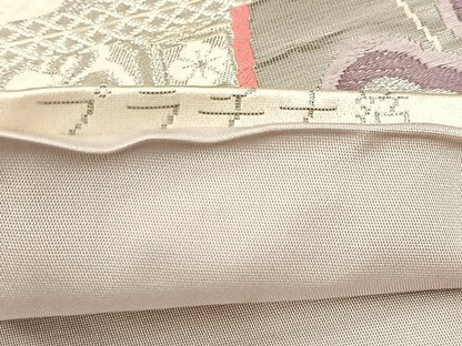 平和屋着物◎六通柄袋帯　唐織　裂取御車紋　プラチナ箔　正絹　逸品　BAAV6571yc