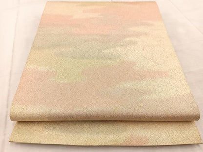 平和屋着物◎全通柄袋帯　砂子綴れ　エ霞文　金糸　正絹　逸品　BAAV6572yc