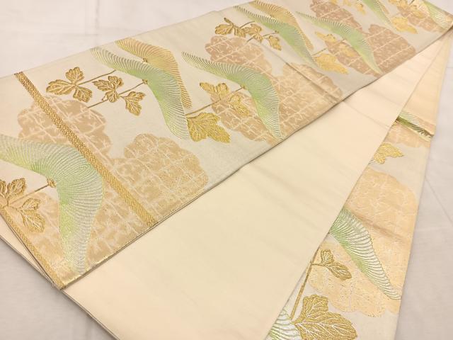 平和屋着物◎六通柄袋帯　雲取り菊花文　金銀糸　正絹　逸品　BAAV6574yc