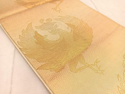 平和屋着物◎六通柄袋帯　鳳凰　金糸　正絹　逸品　BAAV6576yc