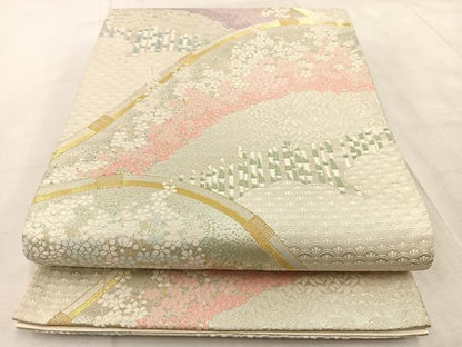 平和屋着物◎六通柄袋帯　唐織　花の薫　金銀糸　正絹　逸品　BAAV6587yc