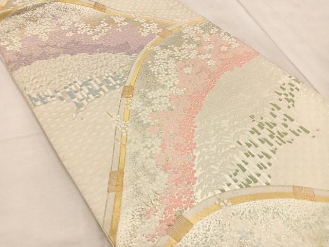 平和屋着物◎六通柄袋帯　唐織　花の薫　金銀糸　正絹　逸品　BAAV6587yc