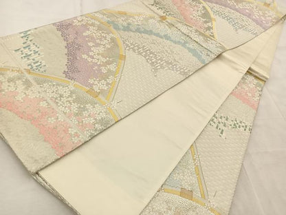 平和屋着物◎六通柄袋帯　唐織　花の薫　金銀糸　正絹　逸品　BAAV6587yc