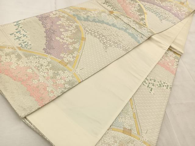 平和屋着物◎六通柄袋帯　唐織　花の薫　金銀糸　正絹　逸品　BAAV6587yc