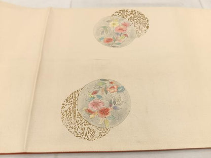 平和屋着物◎太鼓柄袋帯　作家物　花丸文　金彩　正絹　逸品　BAAV6593yc