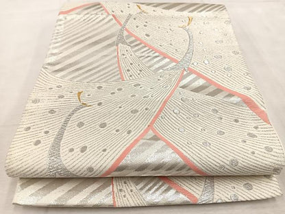 平和屋着物◎六通柄袋帯　唐織　孔雀　金銀糸　正絹　逸品　BAAV6598yc