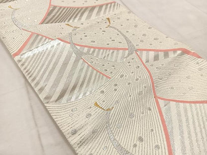 平和屋着物◎六通柄袋帯　唐織　孔雀　金銀糸　正絹　逸品　BAAV6598yc