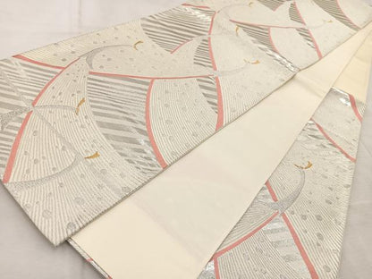 平和屋着物◎六通柄袋帯　唐織　孔雀　金銀糸　正絹　逸品　BAAV6598yc