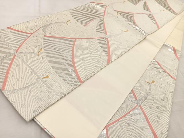 平和屋着物◎六通柄袋帯　唐織　孔雀　金銀糸　正絹　逸品　BAAV6598yc