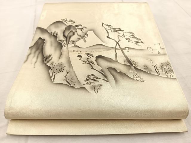 平和屋着物◎太鼓柄袋帯　手描き　浜松　金彩　正絹　逸品　BAAV6599yc