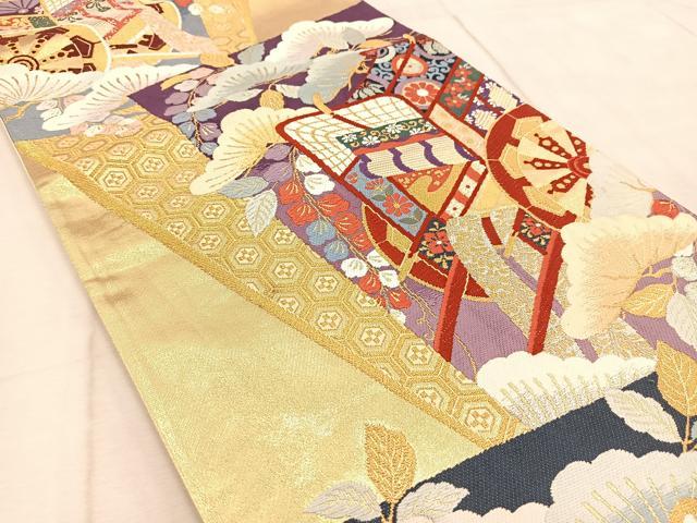 平和屋着物◎六通柄袋帯　唐織　離宮への誘い　金銀糸　正絹　逸品　BAAV6600yc