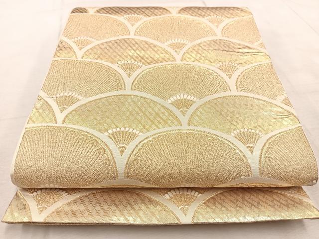 平和屋着物◎全通柄袋帯　青海菊花文　金糸　正絹　逸品　BAAV6601yc