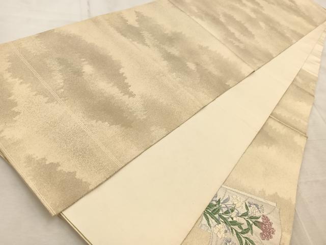 平和屋着物◎太鼓柄袋帯　唐織　冊子花文　金銀糸　正絹　逸品　BAAV6603yc