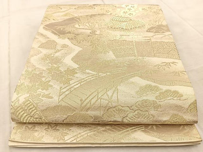 平和屋着物◎西陣　六通柄袋帯　寿扇　御所解文　金糸　正絹　逸品　BAAV6604yc