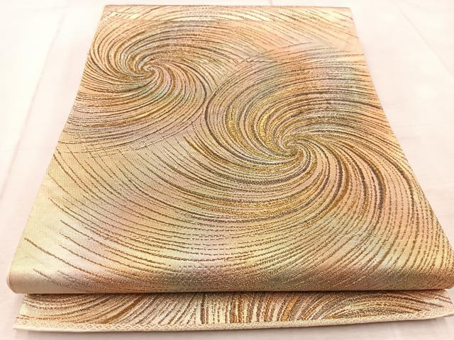 平和屋着物◎西陣　六通柄袋帯　渦巻き　金糸　正絹　逸品　BAAV6614yc