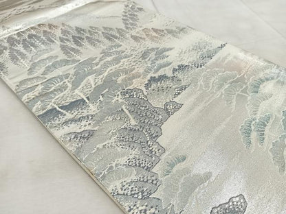 平和屋着物◎六通柄袋帯 錦袋嵯峨野 銀糸 正絹 逸品 BAAV6620yc