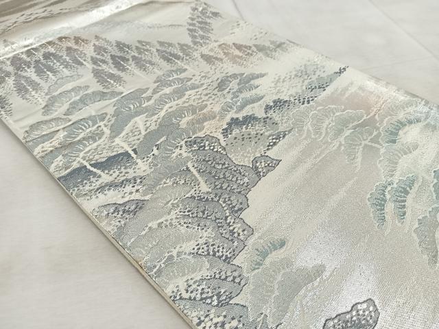 平和屋着物◎六通柄袋帯 錦袋嵯峨野 銀糸 正絹 逸品 BAAV6620yc