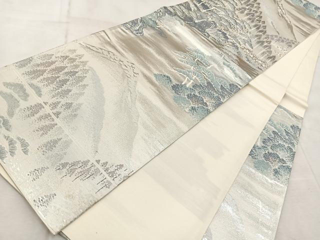 平和屋着物◎六通柄袋帯 錦袋嵯峨野 銀糸 正絹 逸品 BAAV6620yc