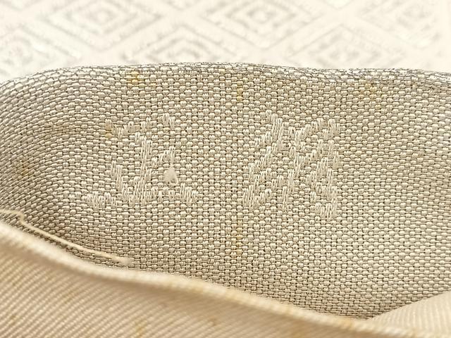 平和屋着物◎六通柄袋帯 唐織 亀甲花文 銀糸 正絹 逸品 BAAV6622yc
