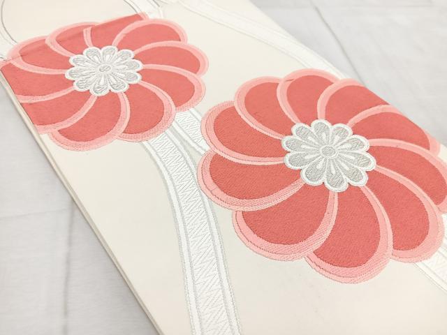 平和屋着物◎六通柄袋帯　唐織　立涌花文　銀糸　正絹　逸品　BAAV6632yc