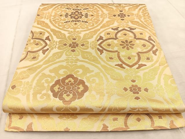 平和屋着物◎六通柄　本袋帯　花丸文　金糸　正絹　逸品　BAAV6635yc
