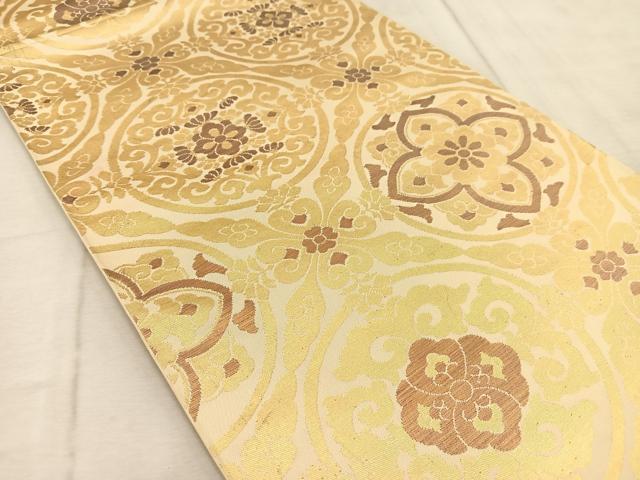 平和屋着物◎六通柄　本袋帯　花丸文　金糸　正絹　逸品　BAAV6635yc