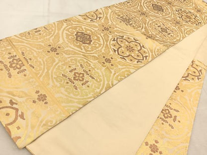 平和屋着物◎六通柄　本袋帯　花丸文　金糸　正絹　逸品　BAAV6635yc