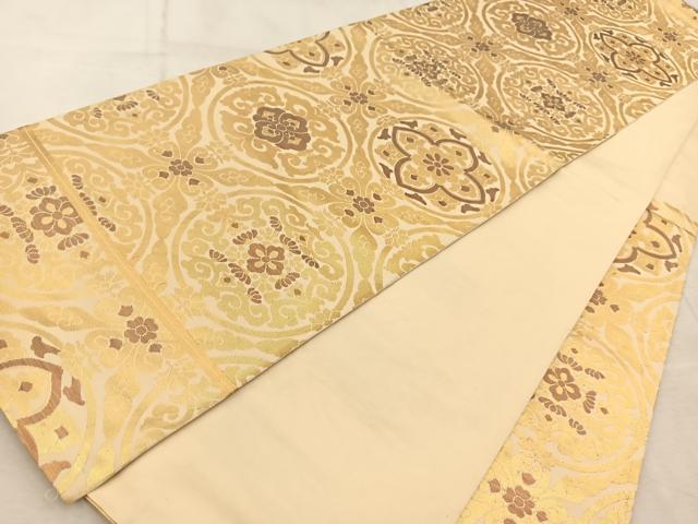 平和屋着物◎六通柄　本袋帯　花丸文　金糸　正絹　逸品　BAAV6635yc