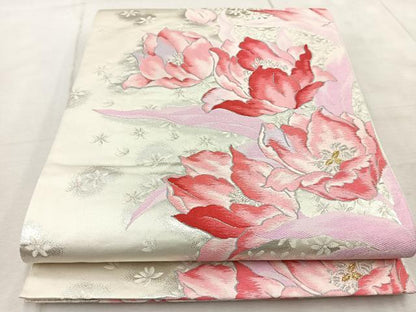 平和屋着物◎六通柄 京袋帯 唐織 草花文 金銀糸 正絹 逸品 BAAV6641yc