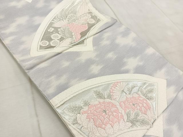 平和屋着物◎六通柄　京袋帯　唐織　鳳凰地紙花文　銀糸　正絹　逸品　BAAV6643yc