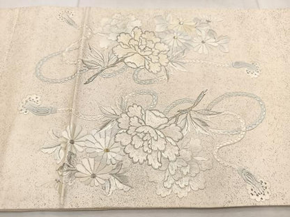 平和屋着物◎太鼓柄袋帯 総刺繍 花車文 金銀糸 正絹 逸品 BAAV6644yc