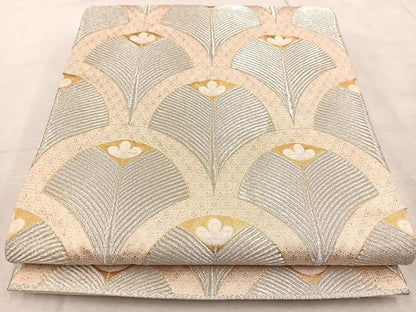 平和屋着物◎六通柄袋帯 唐織 青海若松葉文 錦繍 金糸 正絹 逸品 BAAV6653yc